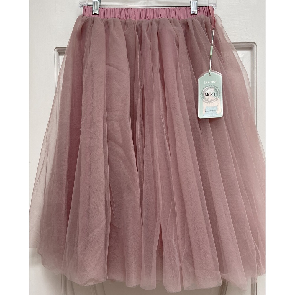 Lisong Tutu Style Pink Mauve Lined Layered Tulle Net‎ Skirt Size Small NWT